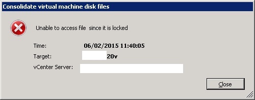 virtual machine disks consolidation is needed unable to access file since it is locked