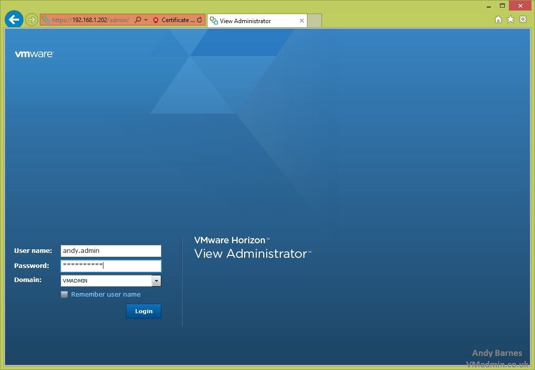 vmware horizon client login